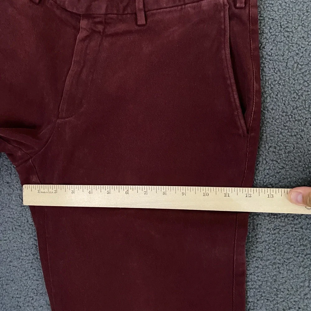 Canali Pants FITS Mens 33x31 Red Chino Trousers Cotton Twill Flat Front Italy
